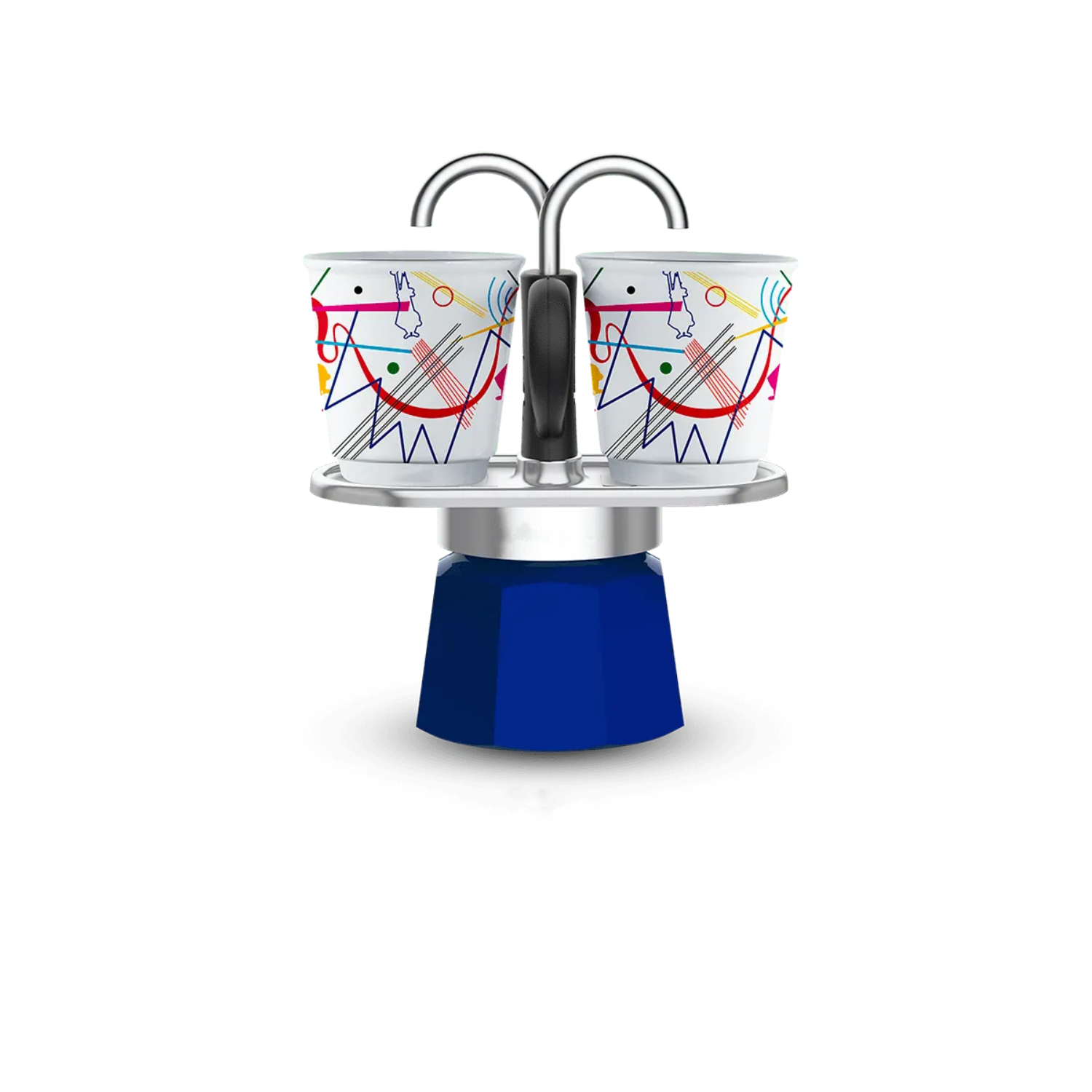 Mini Stovetop Espresso Set : 2 Cups + Artwork Design