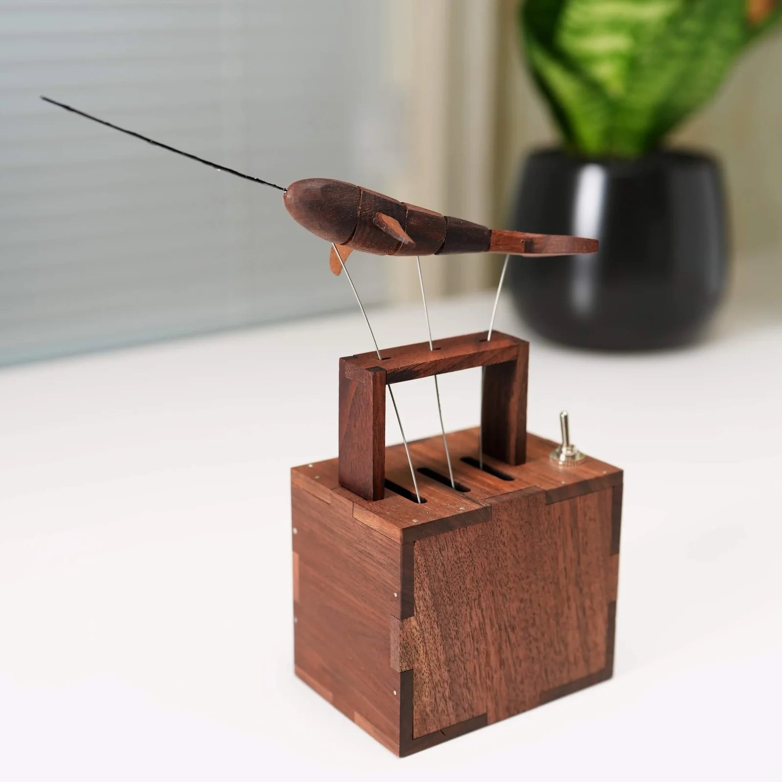 Handcrafted Walnut Whale Automaton : Ocean-Inspired Motion Art