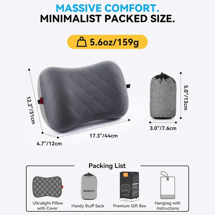 Ultralight Inflatable Pillow with Removable Cover