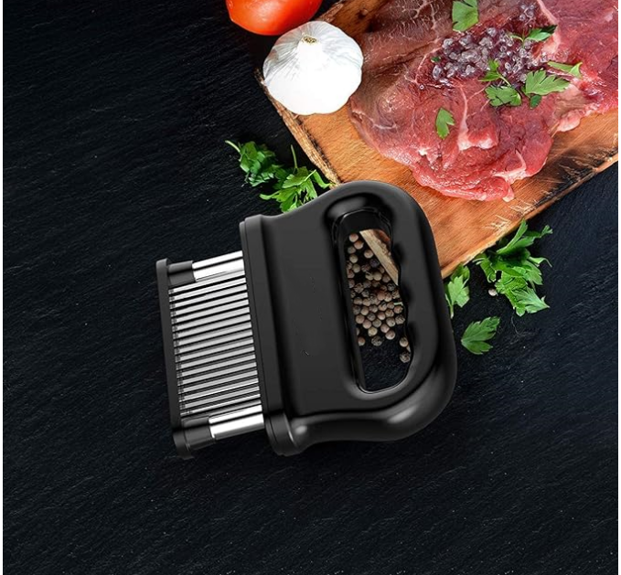 48-Blade Meat Tenderizer : Stainless Steel + Safety Guard