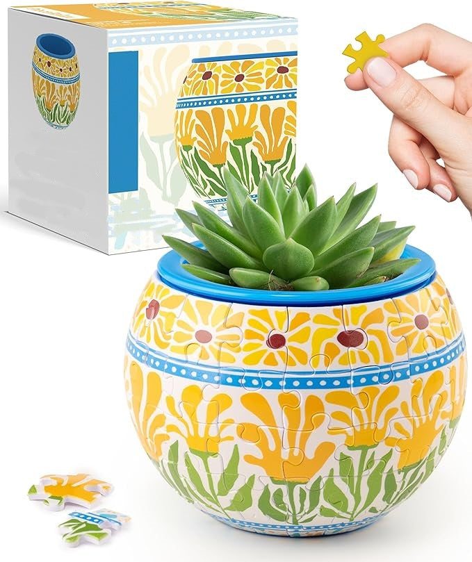 3D Jigsaw Puzzle Flowerpot : 80 Curved Pieces + Dual Layer Design