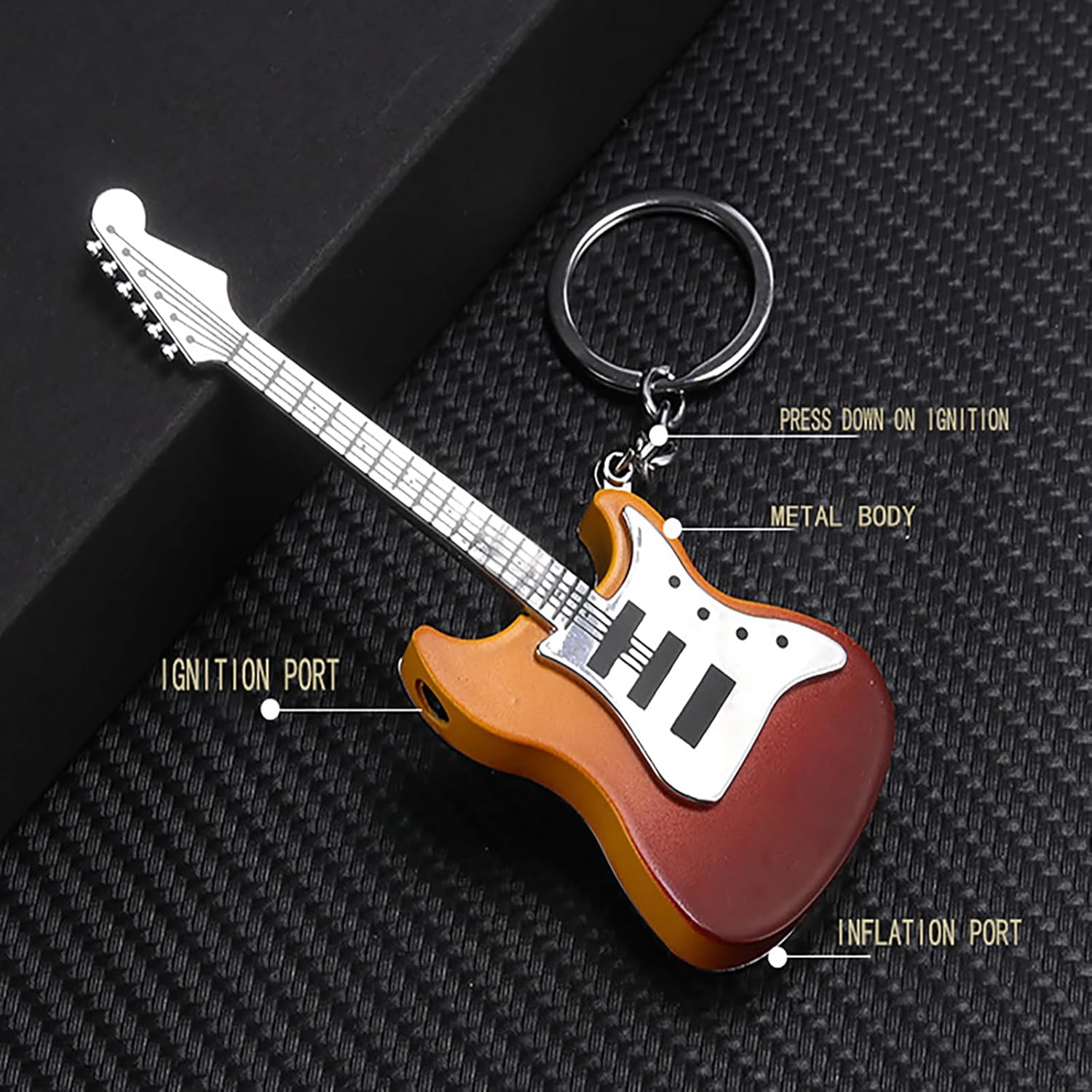 Vintage Guitar Shape Metal Lighter
