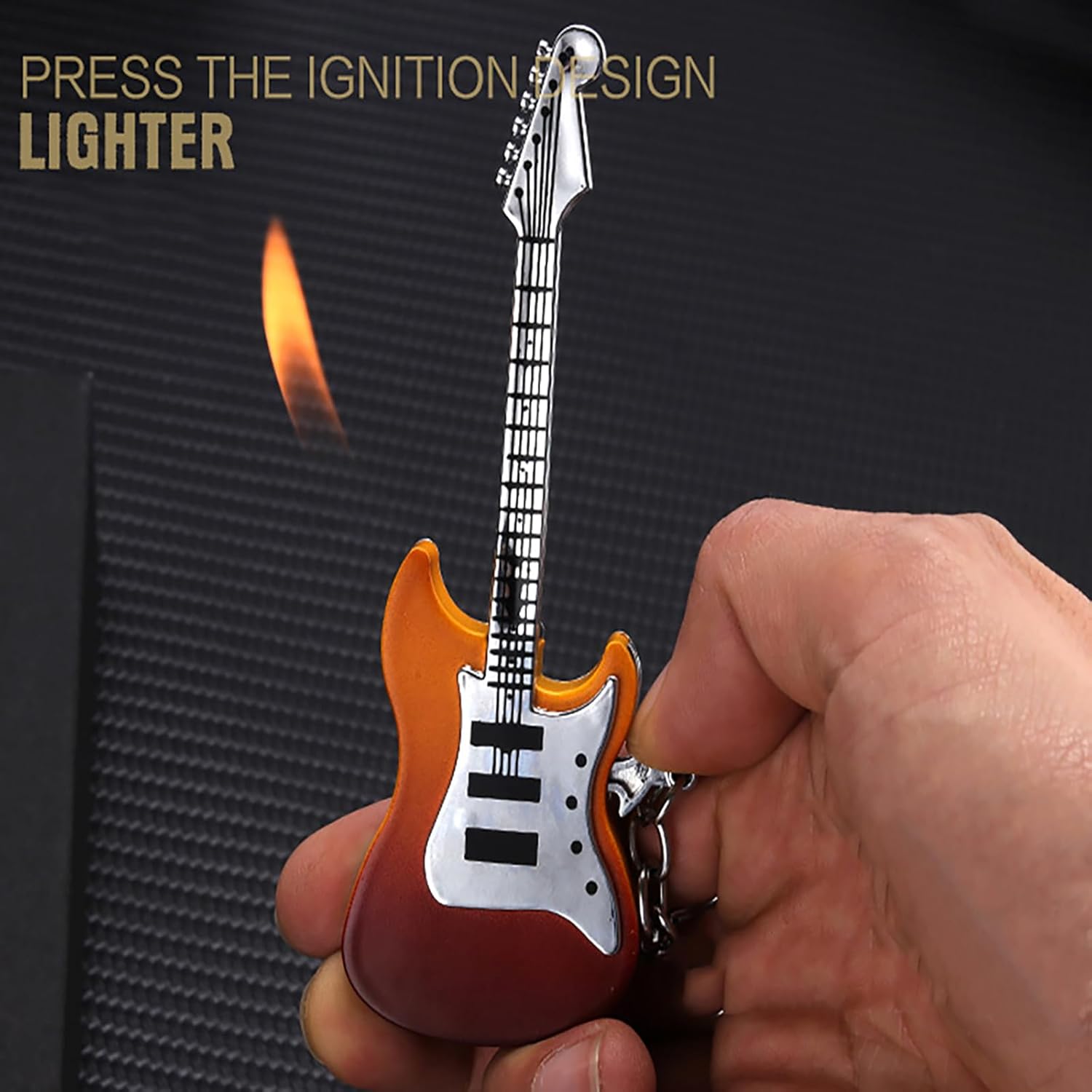 Vintage Guitar Shape Metal Lighter